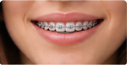 Sorriso com aparelho ortodôntico